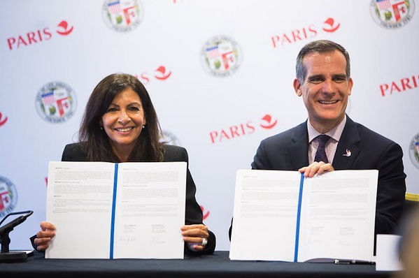 Paris 2024 / LA 2028 : Anne Hidalgo et Eric Garcetti signent un accord de coopération