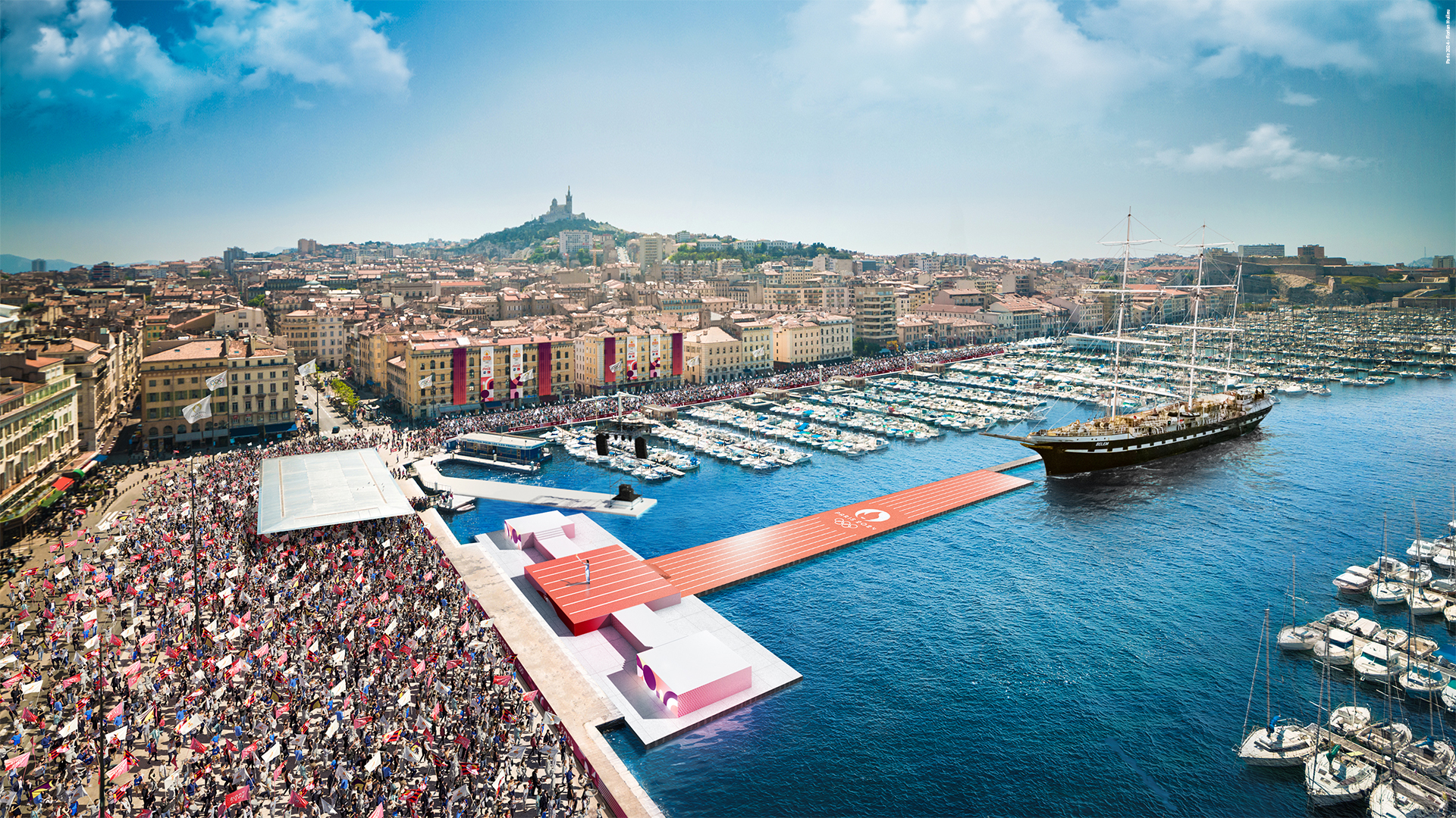 Paris 2024 : Une piste d&rsquo;athlétisme flottante pour l&rsquo;arrivée de la flamme à Marseille
